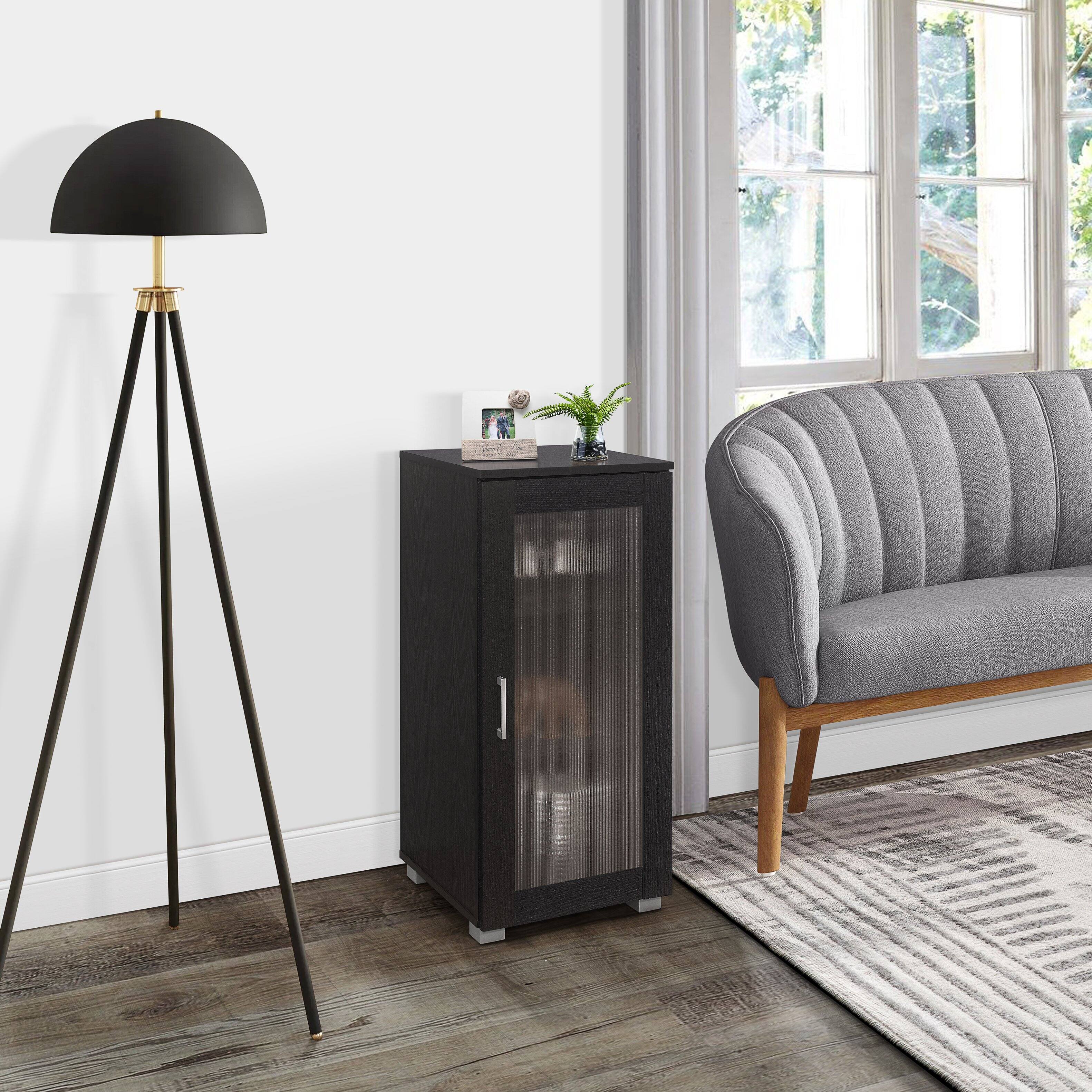 Angle. Kings Brand Furniture - Kings Brand Furniture Accent Buffet Curio Storage Cabinet with Glass Door - Black.