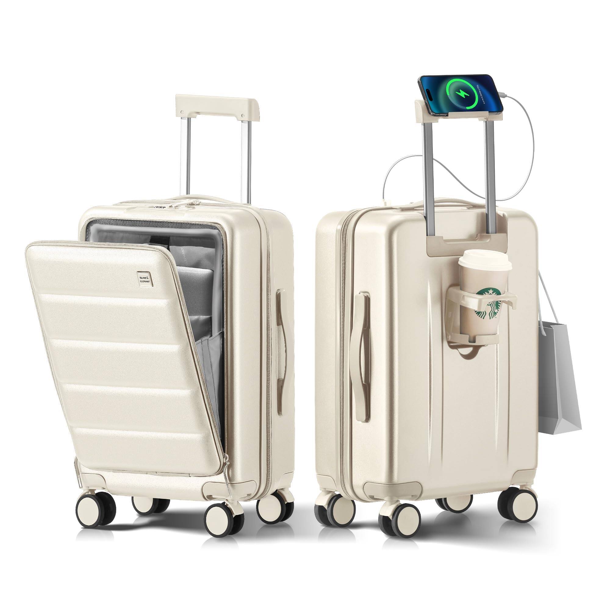 Alt View 1. Dapper Styles - Carry On Luggage Airline Approved - Front Pocket Hardside Travel Suitcase Unbreakable - - Grey-20 Inch.