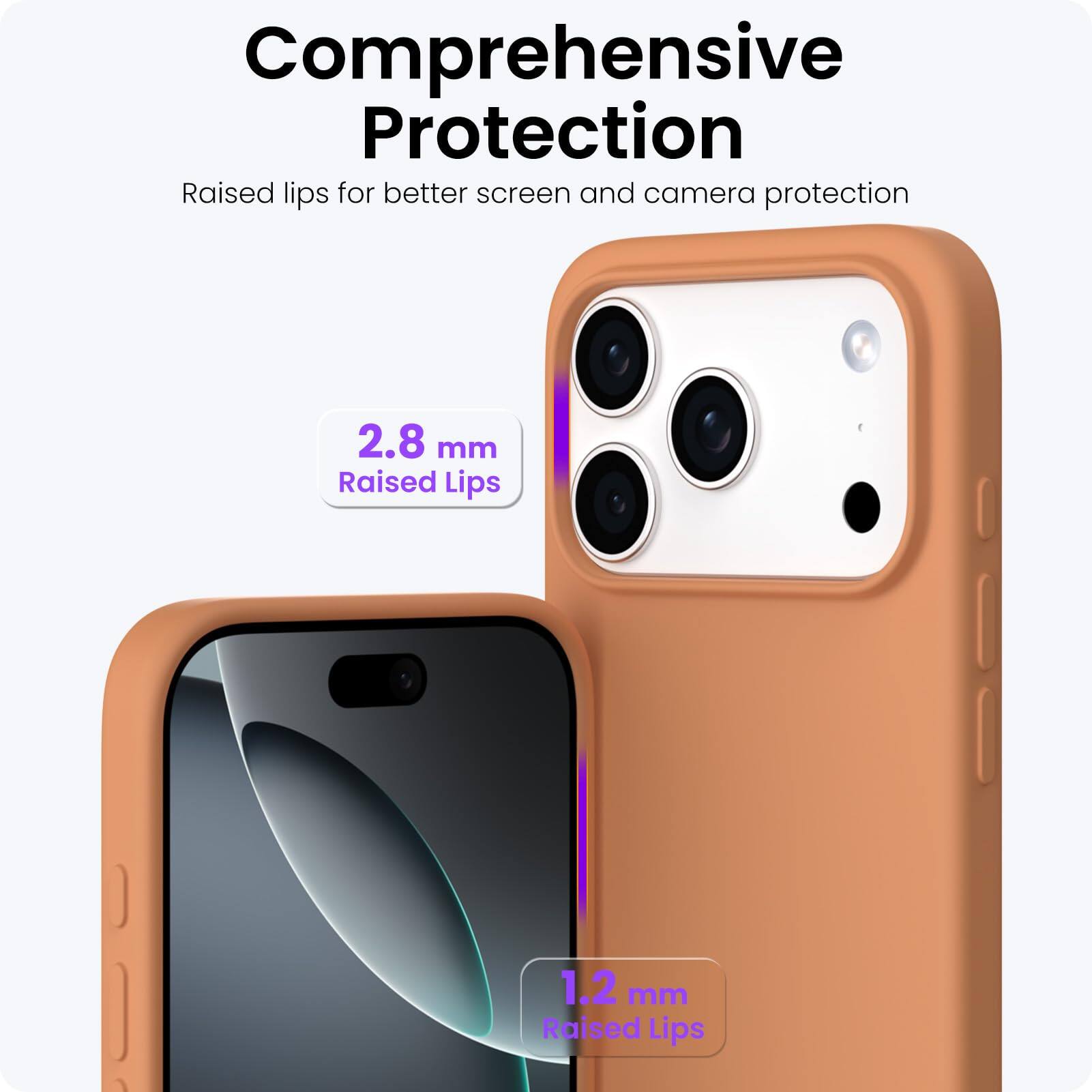 Comprehensive Protection

Raised lips for better screen and camera protection

2.8 mm Raised Lips

1.2 mm Raised Lips