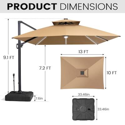 PRODUCT DIMENSIONS

- 9.1 FT
- 13 FT
- 7.2 FT
- 10 FT
- 7.6 in
- 33.46 in
- 33.46 in