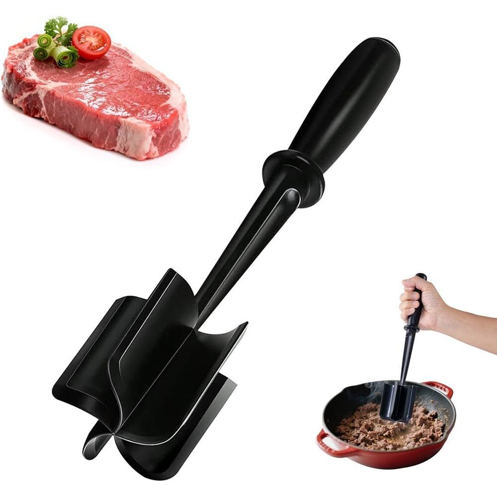 Front. MOSZAR LLC - Meat Chopper & Masher – 5-Curve Nylon Blades, Heat-Resistant, Black.