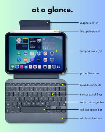 Macally Keyboard Case for iPad Mini 7 (A17 Pro, 2024) and 6 (2021 Macally Keyboard Case for iPad Mini 7 (A17 Pro, 2024) and 6 (2021