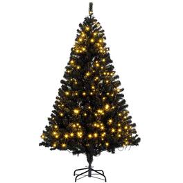 Homcom - Tall Prelit Christmas Tree Douglas Fir Artificial Christmas Tree with Realistic Branches, 250 Warm White LED Lights - Black