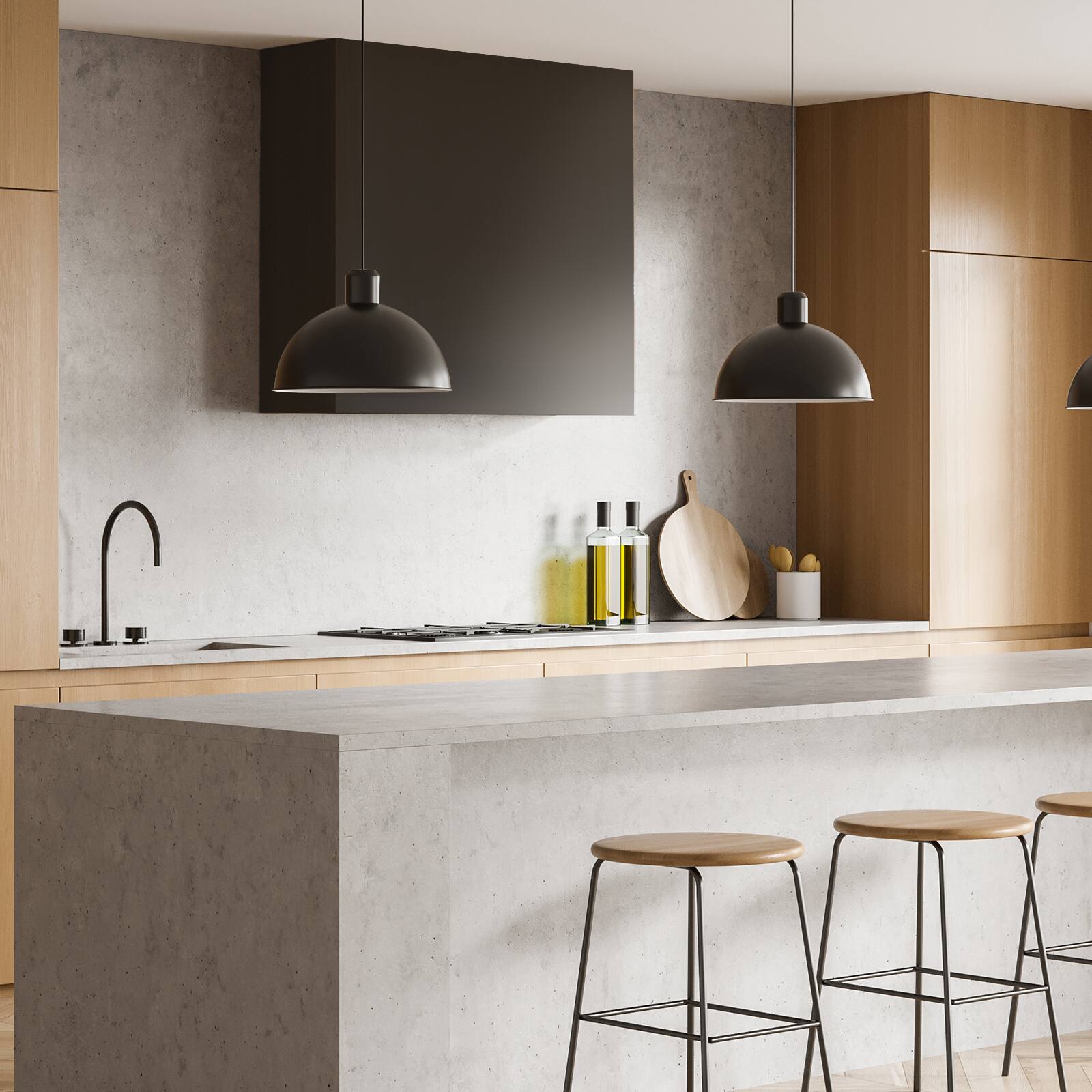 Alt View 7. Akicon - Akicon 36 inch Ducted 600-CFM Jet Black Wall-Mounted Range Hood with Charcoal Filter - Black.