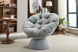 GOODSILO - Swivel Accent Chair - 360° Barrel Papasan Chair for Living Room Bedroom - Light Gray