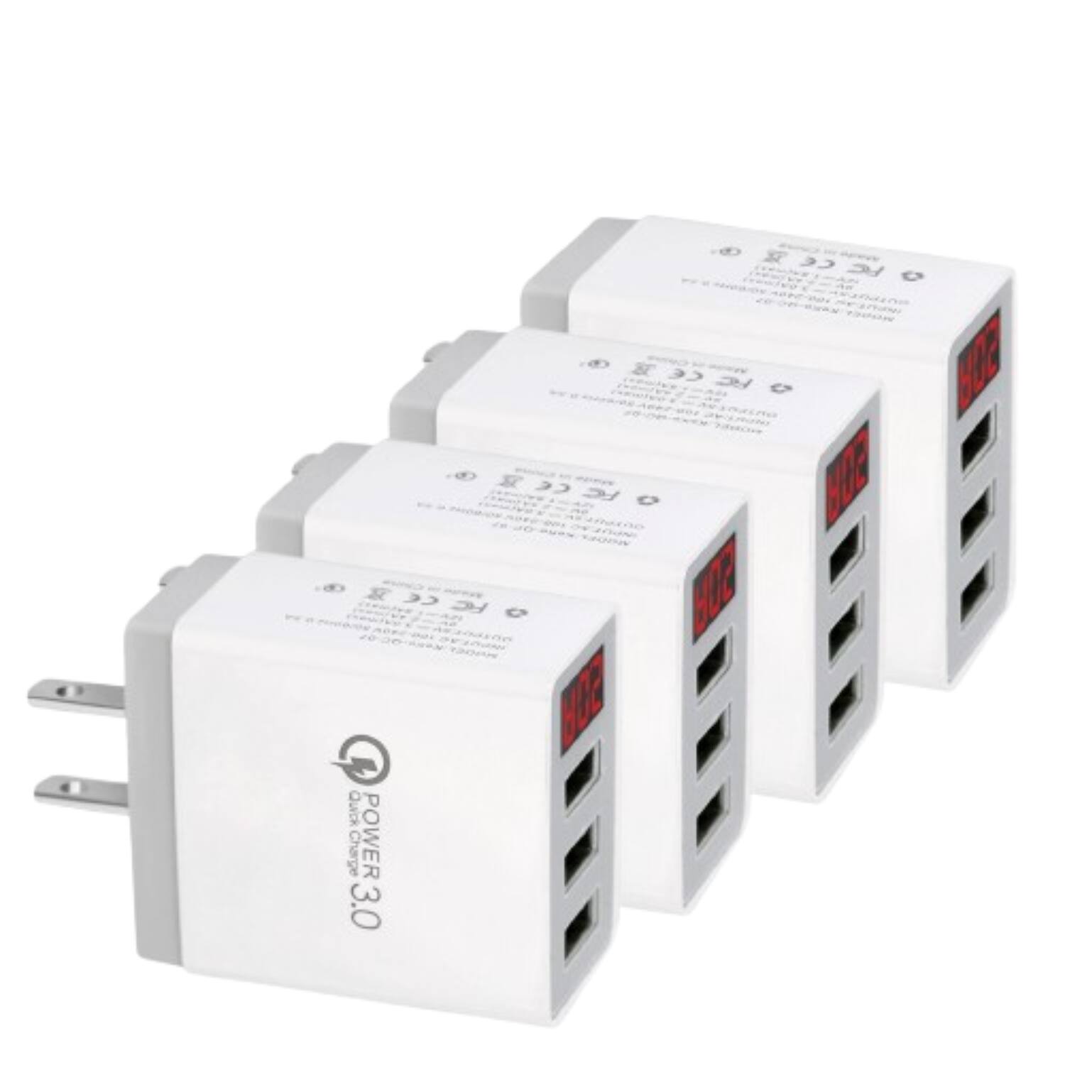 Stock Preferred - 4-Pack 3-Port USB Wall Charger - White