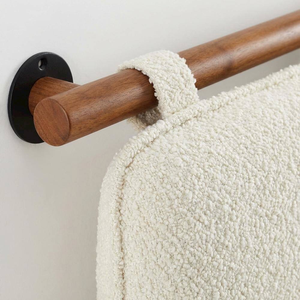 Alt View 1. FurniFact - Chenille Upholstered Wall-Mounted King Headboard with Soft Fabric Finish - Beige.