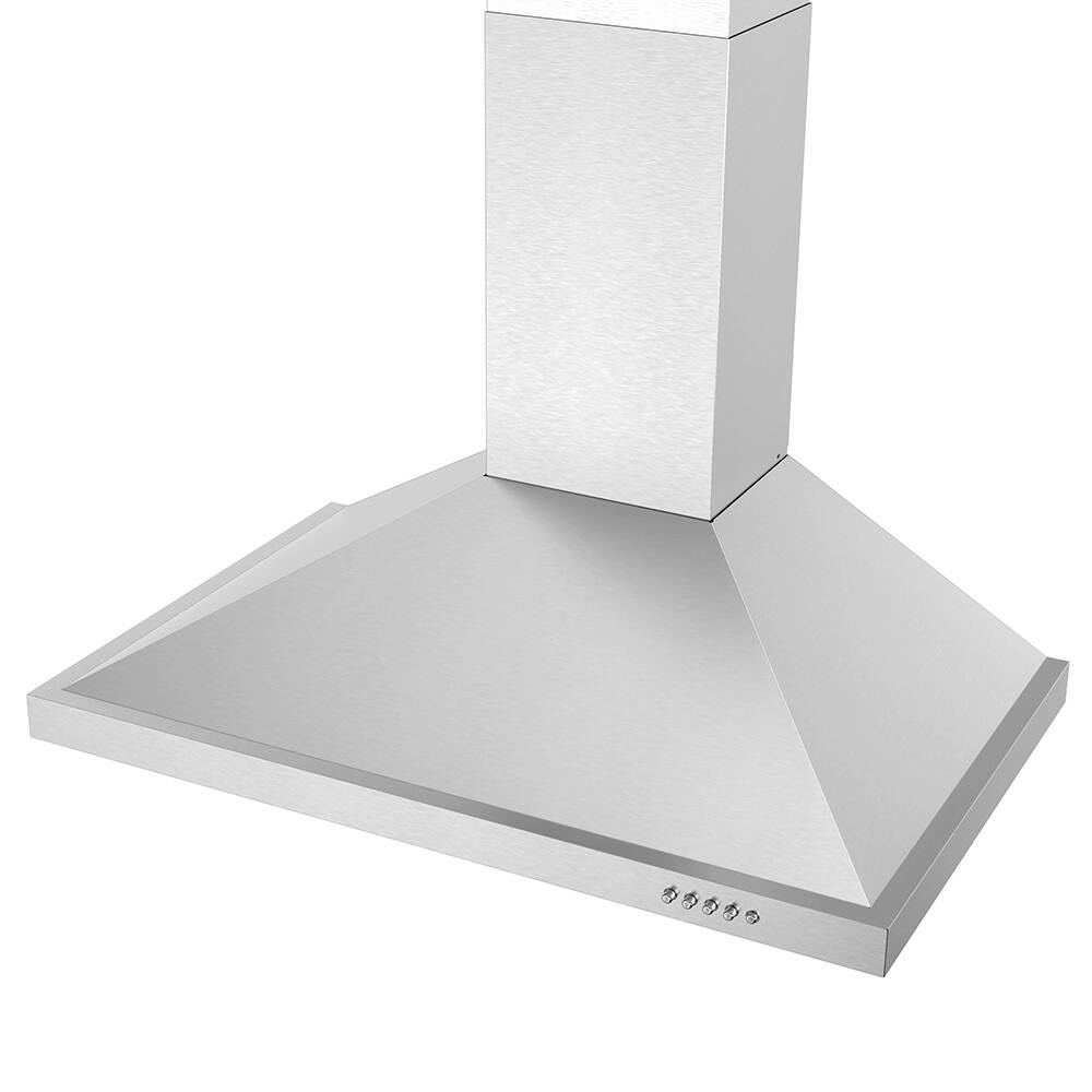 Alt View 5. Streamline - 30 in. Fermi Ducted Wall Mount 220 CFM Range Hood, Baffle Filters, Push Button Control, LED Light - Brushed Stainless Steel.