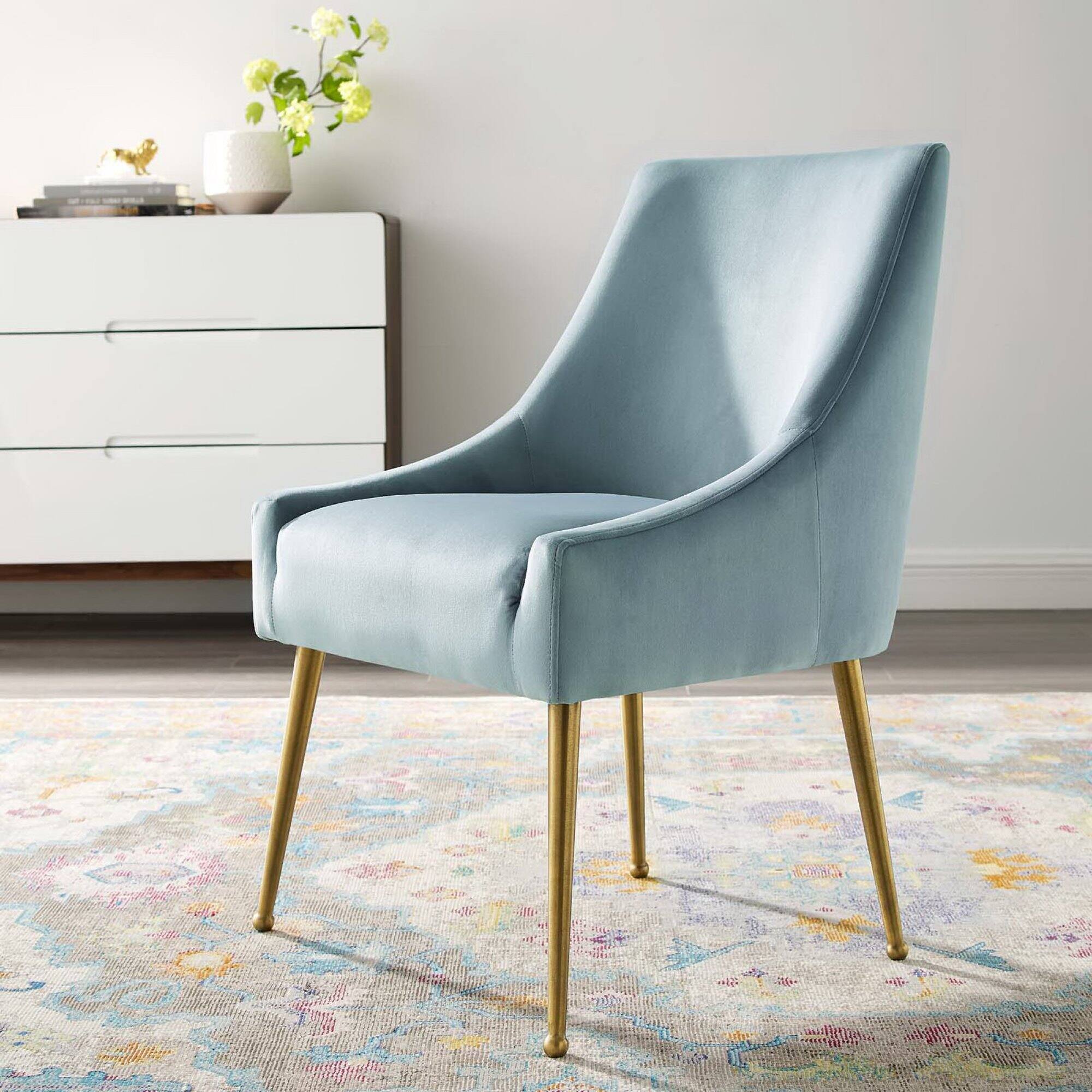 Alt View 1. Modway - Discern Upholstered Performance Velvet Dining Chair by Modway - Blue.