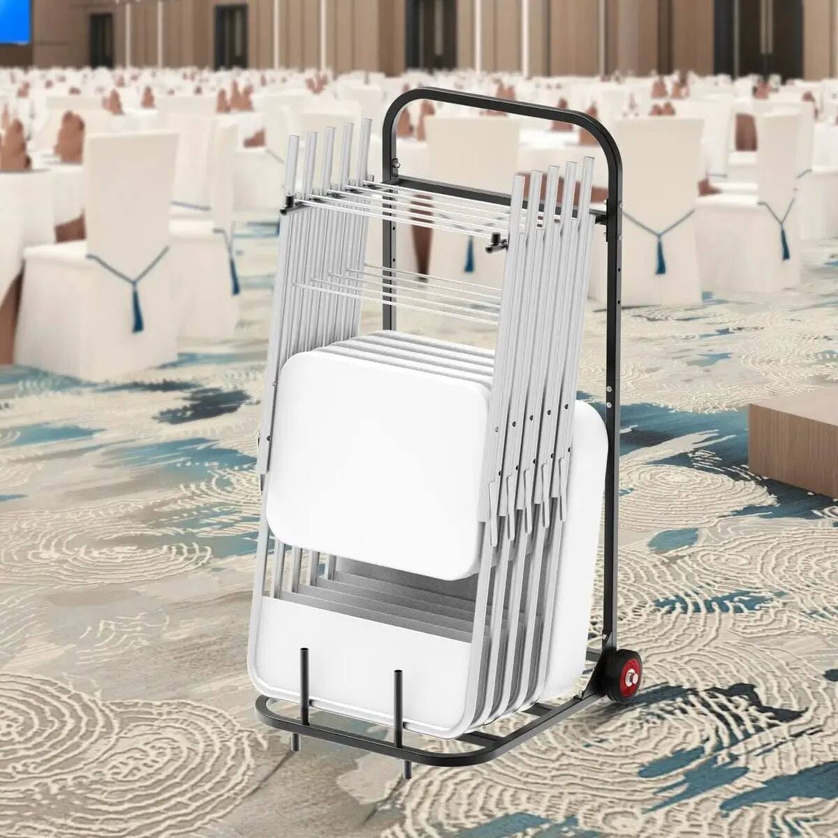 Alt View 2. VEVOR - Push-Style Folding Chair Cart, Holds 10 Chairs, 100 lb Capacity - Black.