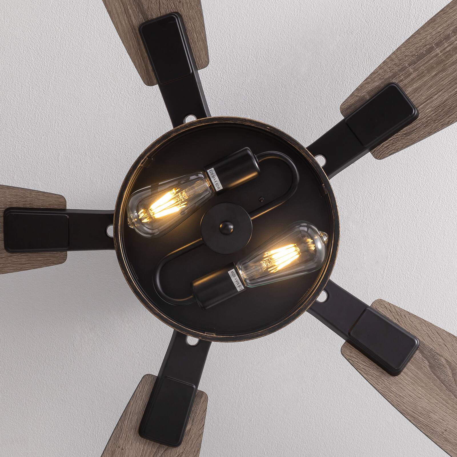Alt View 9. Siljoy - 52 Inch Farmhouse Flush Mount Ceiling Fan with Light, 5 Reversible Wood Blades  Remote Control for Bedroom Living Room - Brown.