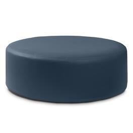 Jaxx - Candler Round Couch Oversized Giant Coffee Table Ottoman 44”, Oxford Blue - Faux Leather Oxford Blue