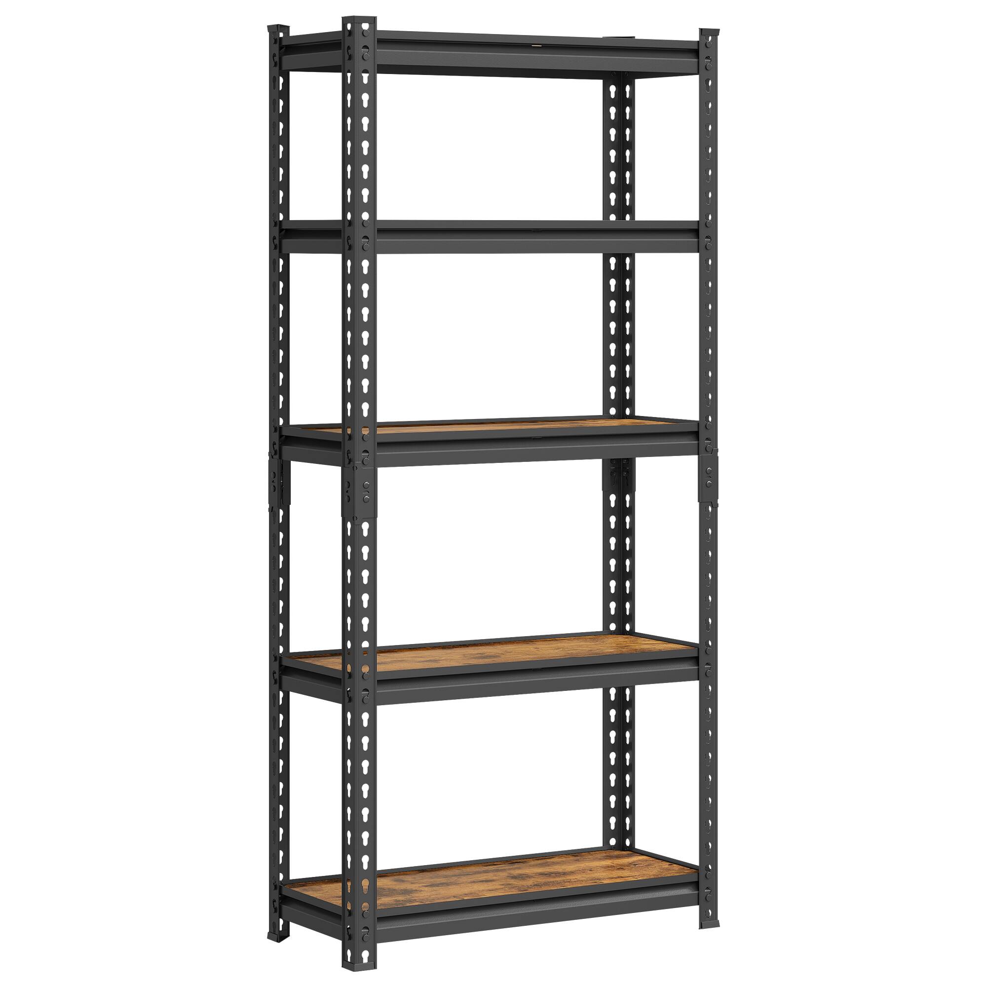 Front. Songmics Home - 5-Tier Storage Shelves, Load 2310 lb, Garage Storage, Boltless Assembly, Adjustable Shelving Unit - Black and Rustic Brown.