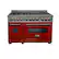 ZLINE is a brand of stoves and ovens, as seen in the image of a red stove with six burners.
