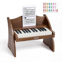 VEVOR - Kids Piano Keyboard, 25 Keys Wooden Digital Piano for Kids, Mini Music Educational Instrument Toy with Realistic Sound - Walnut