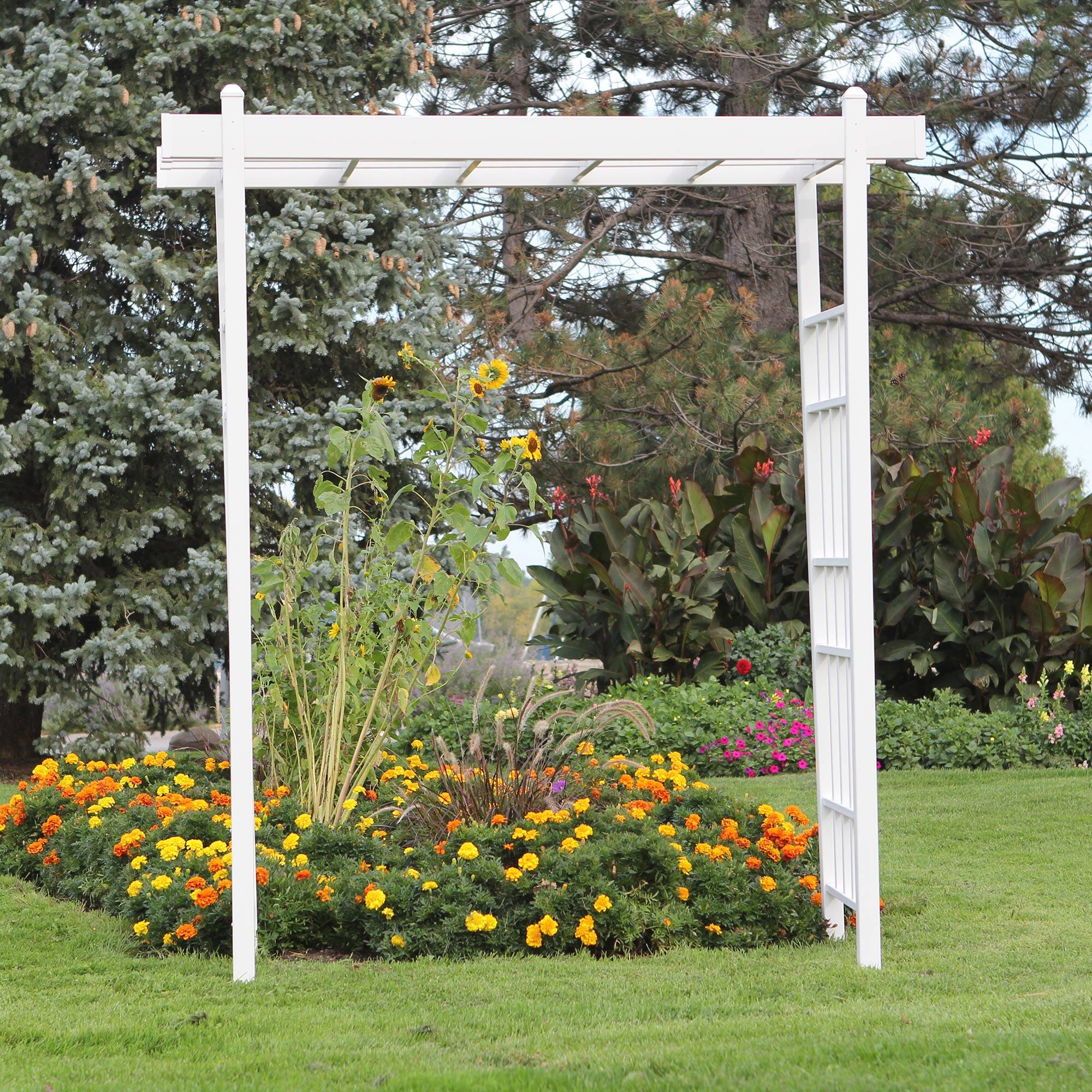 Alt View 2. Dura-Trel - Dura-Trel Bakersfield 28 x 72 x 82 Inch PVC Vinyl Outdoor Garden Patio Arbor - White.