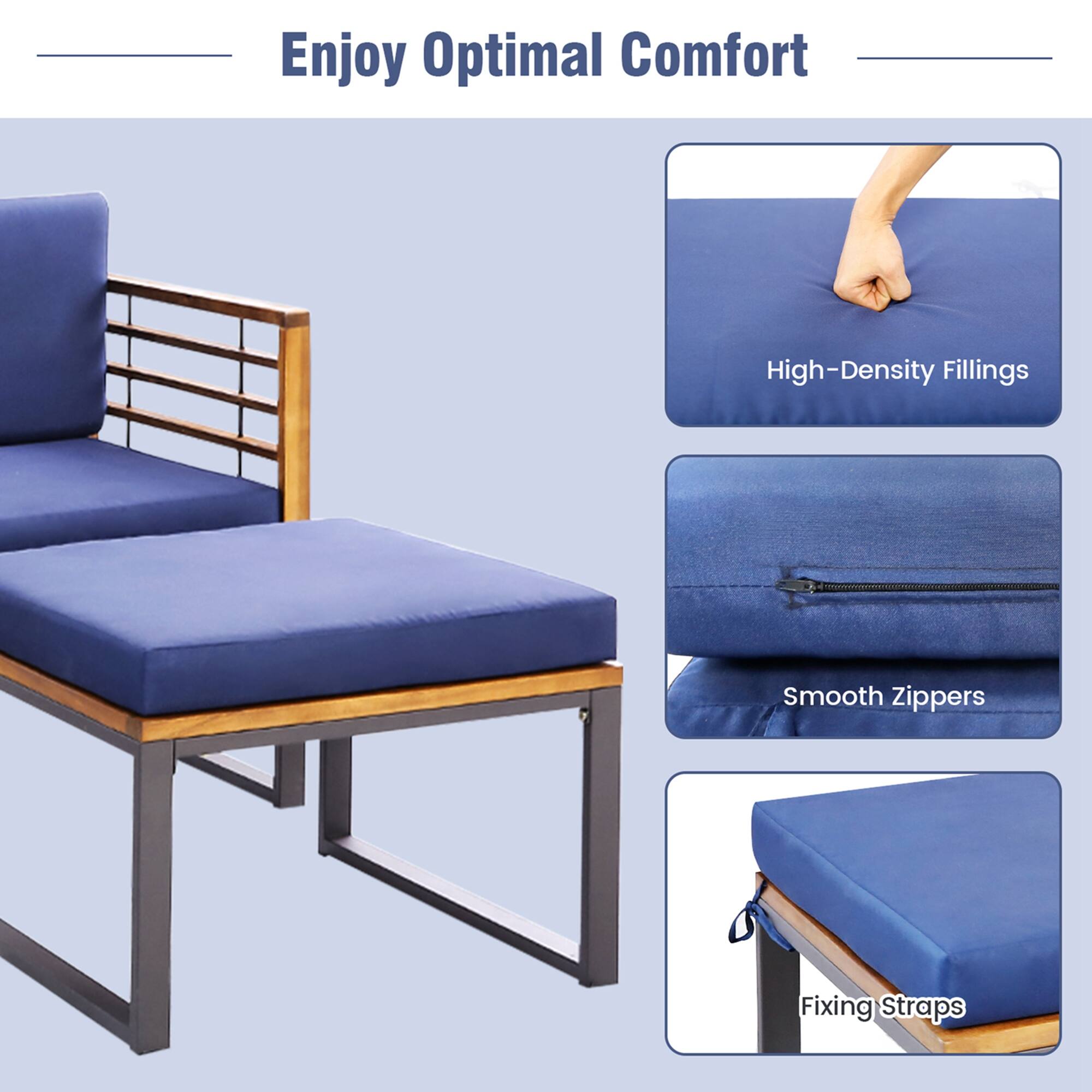 Enjoy Optimal Comfort

- High-Density Fillings
- Smooth Zippers
- Fixing Straps