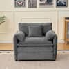 Front. Boyel Living - Modern Minimalist Grey Chenille Sofa with Side Storage Pockets 1-Seat - Grey.