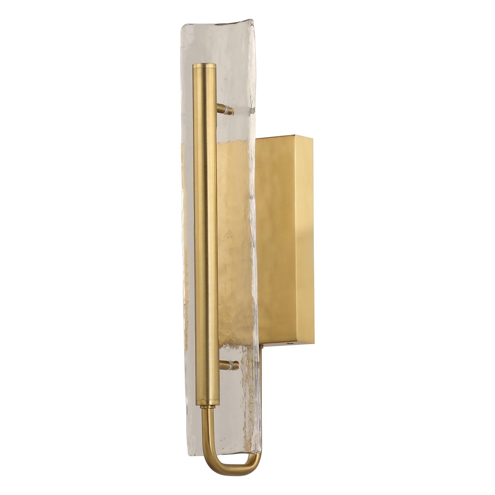 Alt View 1. Perimost - Modern 1-Light LED Gold Wall Light with Glass Shade - Gold.