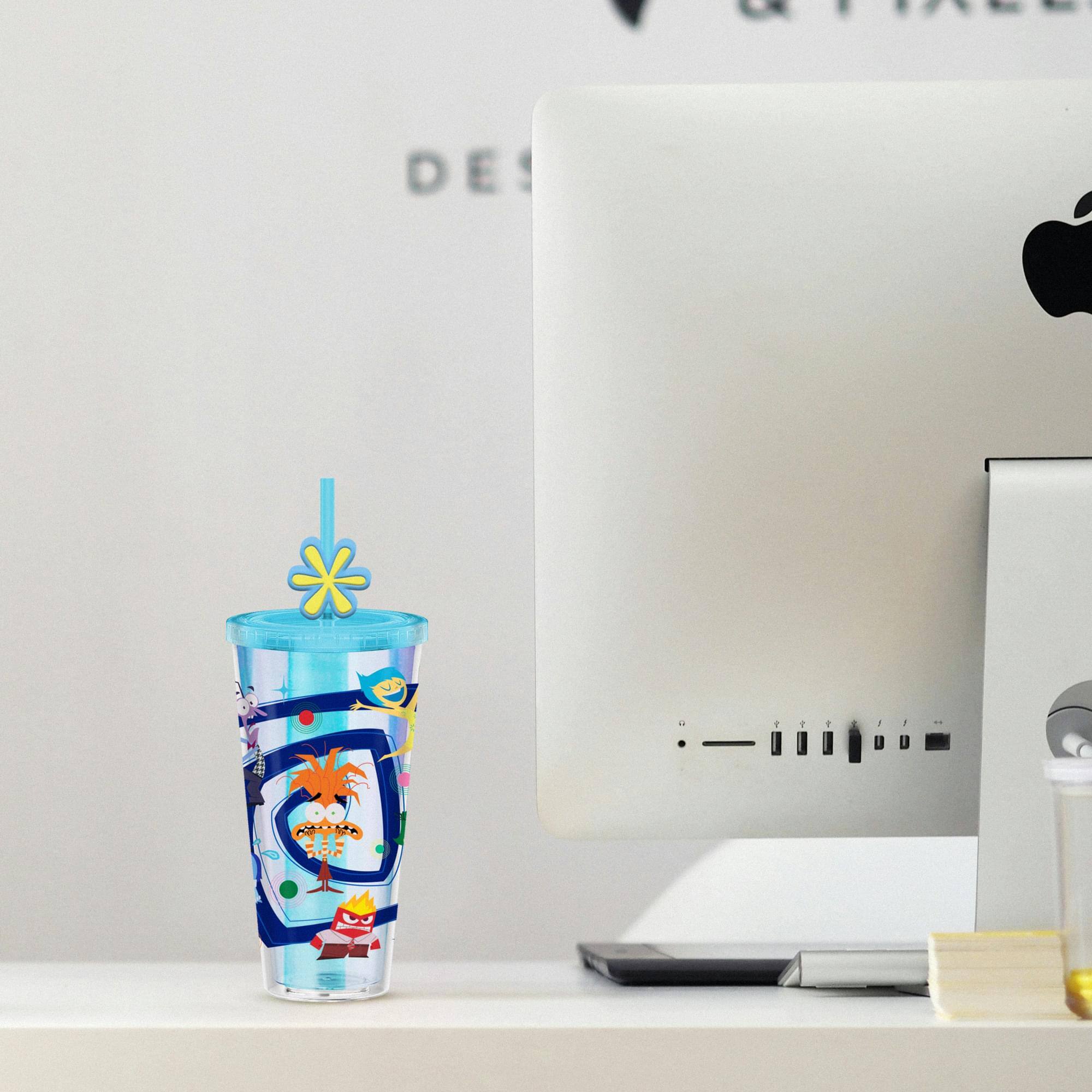 Alt View 3. Silver Buffalo - Disney Pixar Inside Out 2 Carnival Cup With Straw Topper Charm | Holds 24 Ounces - Blue.