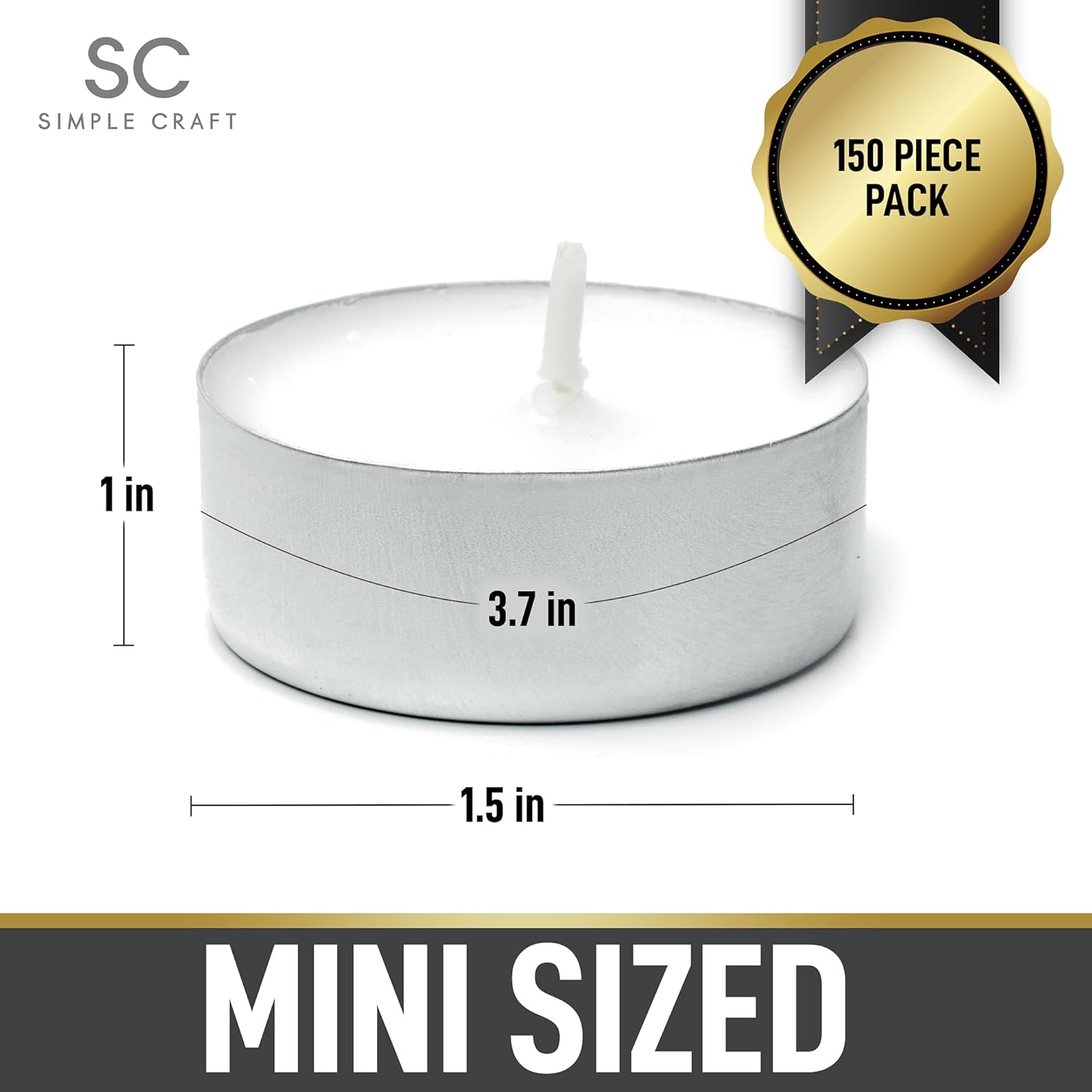 SC SIMPLE CRAFT  
150 PIECE PACK  
MINI SIZED  
1 in x 3.7 in x 1.5 in