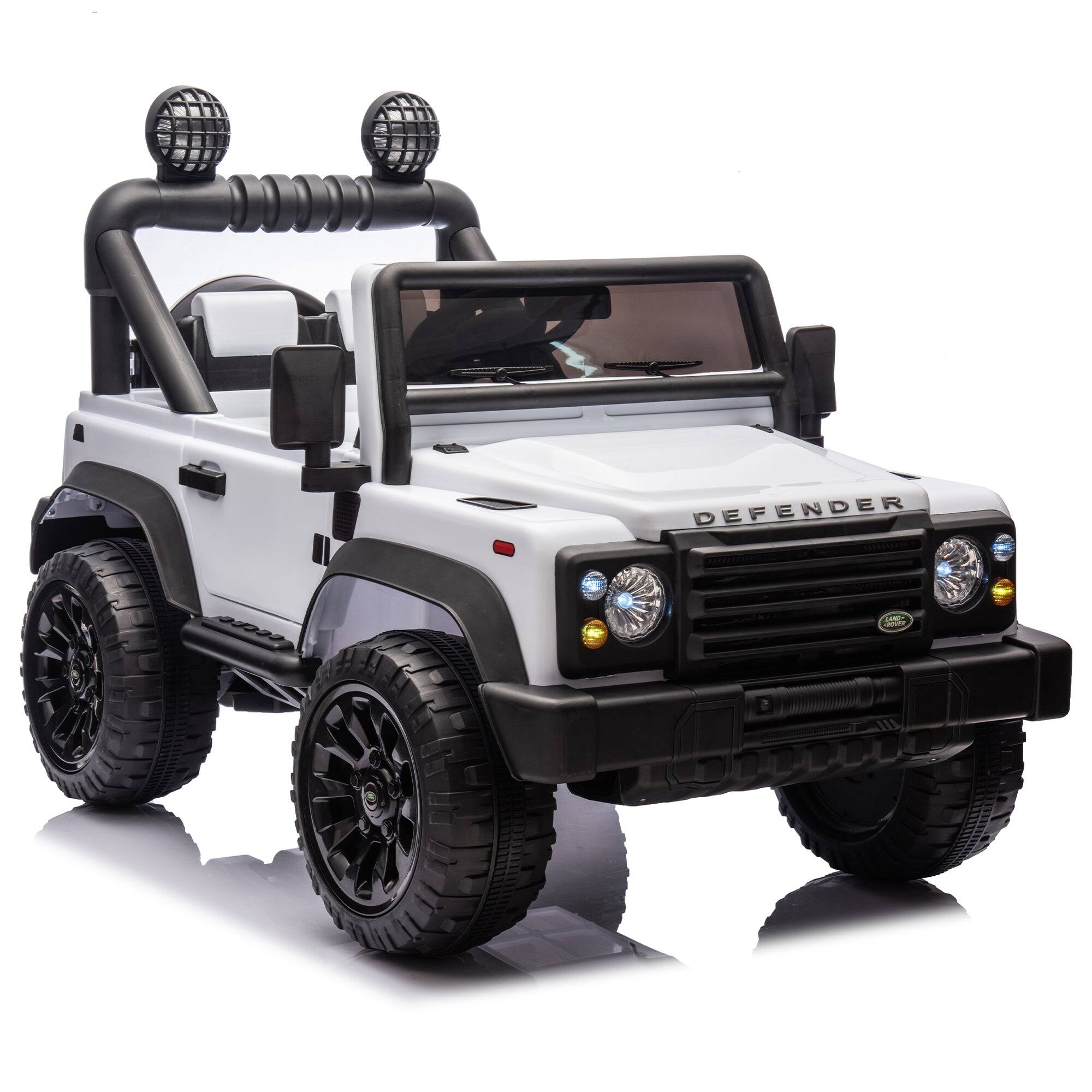 Back. BreeBe - Licensed Land Rover Defender Volta 5008 24V Kids Ride-On Car 2WD, Parents Control, Bluetooth, Music, LED Lights - White.