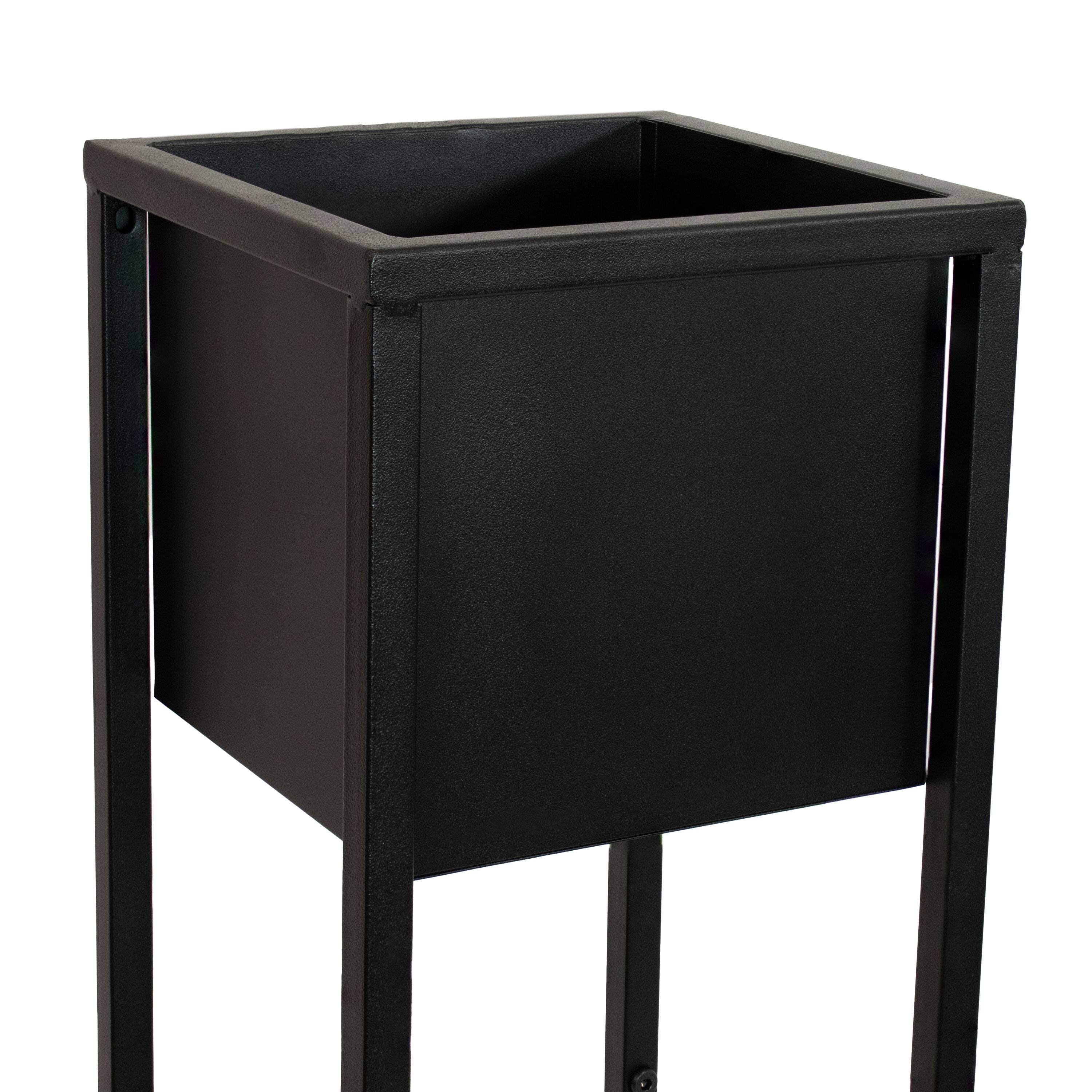 Alt View 10. Sunnydaze - Modern Simplicity Outdoor Elevated Planter - 2-Pack - Black.