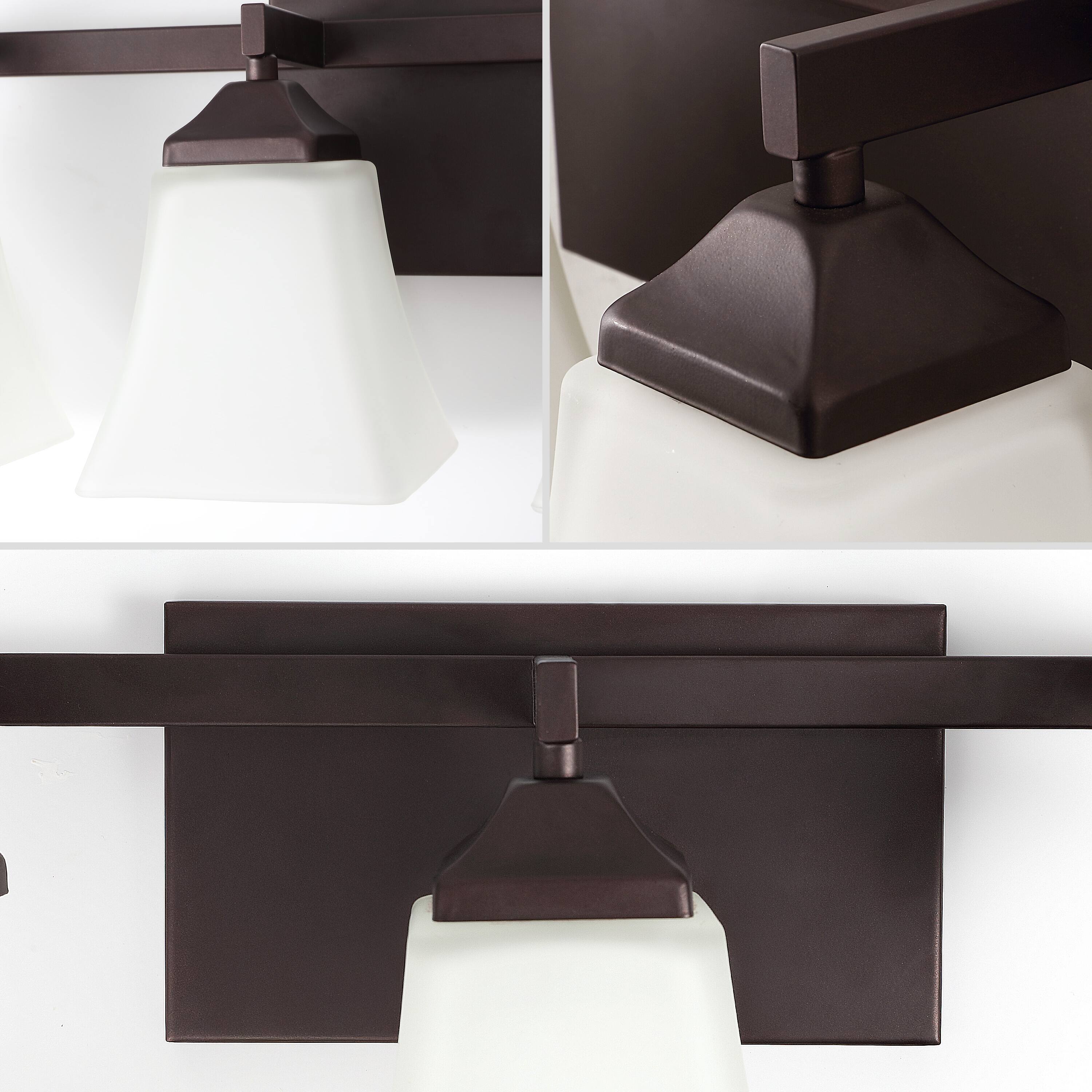Alt View 4. Jonathan Y - Staunton 32.5" 5-Light Farmhouse Cottage Metal LED Vanity Light with Frosted Glass Shades, Oil Rubbed Bronze - Oil Rubbed Bronze.