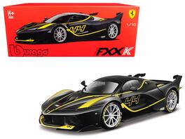 Ferrari FXX-K #44 Stripes "Signature Series" 1/18 Diecast Model Car by Bburago - Black With Yellow
