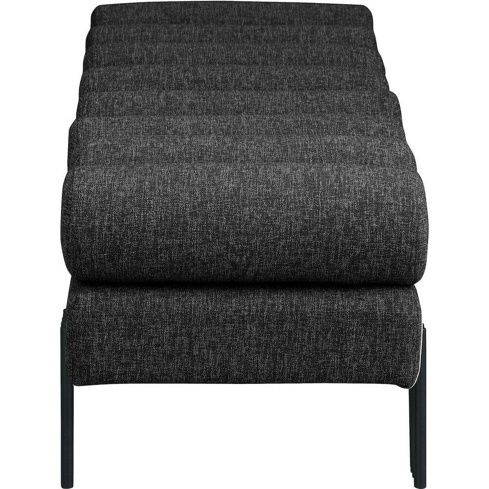 Alt View 3. Meridian Furniture - Akeela Black Linen Textured Fabric Bench - Black.
