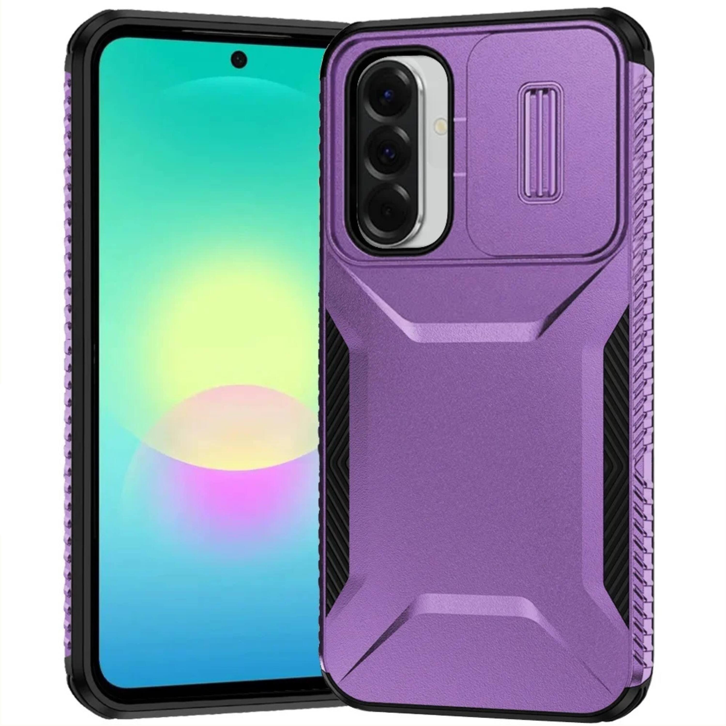 Front. Kitcheniva - Sliding Camera Lens Protection Case With Tempered Glass For Samsung A27 5G Purple - Purple.