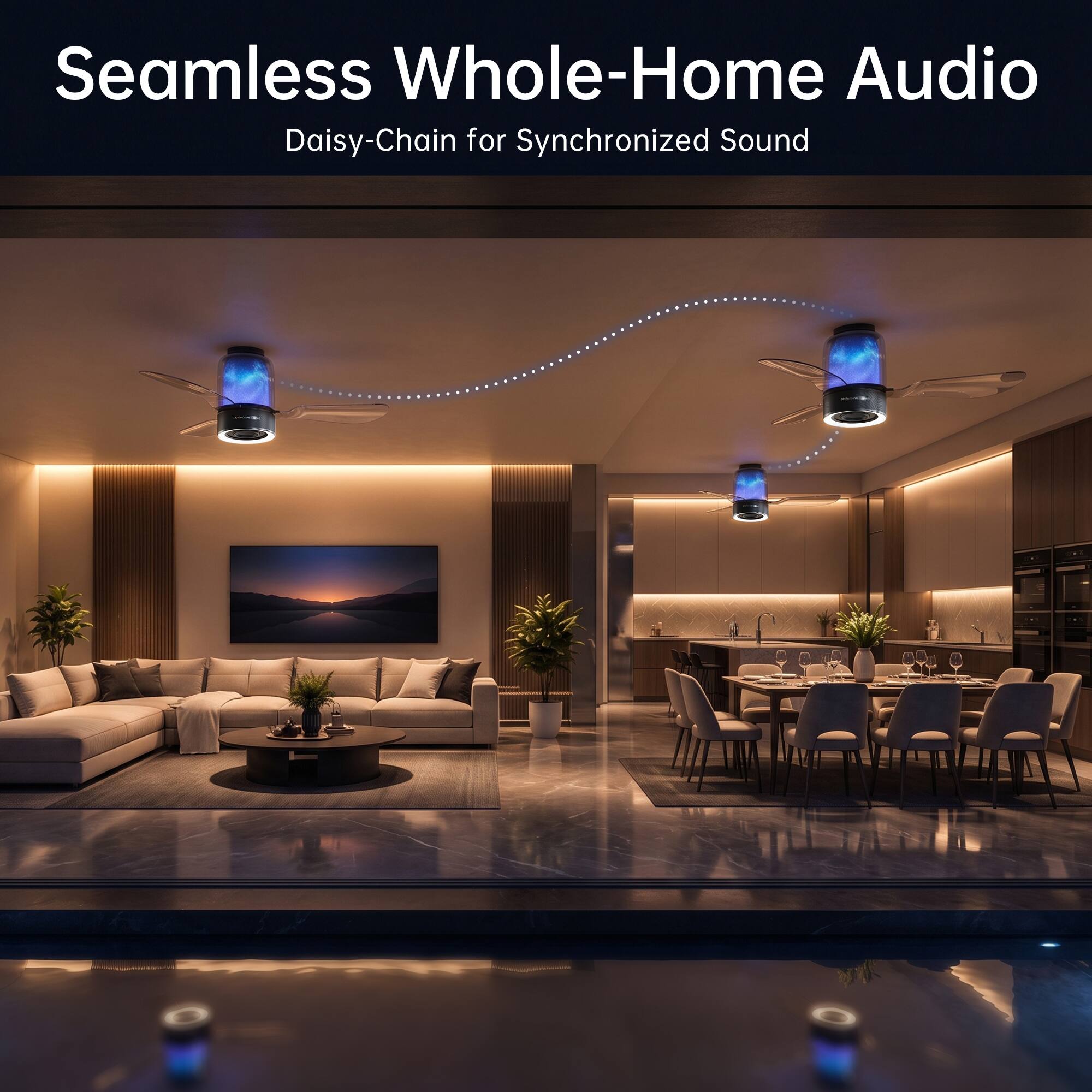 Seamless Whole-Home Audio  
Daisy-Chain for Synchronized Sound