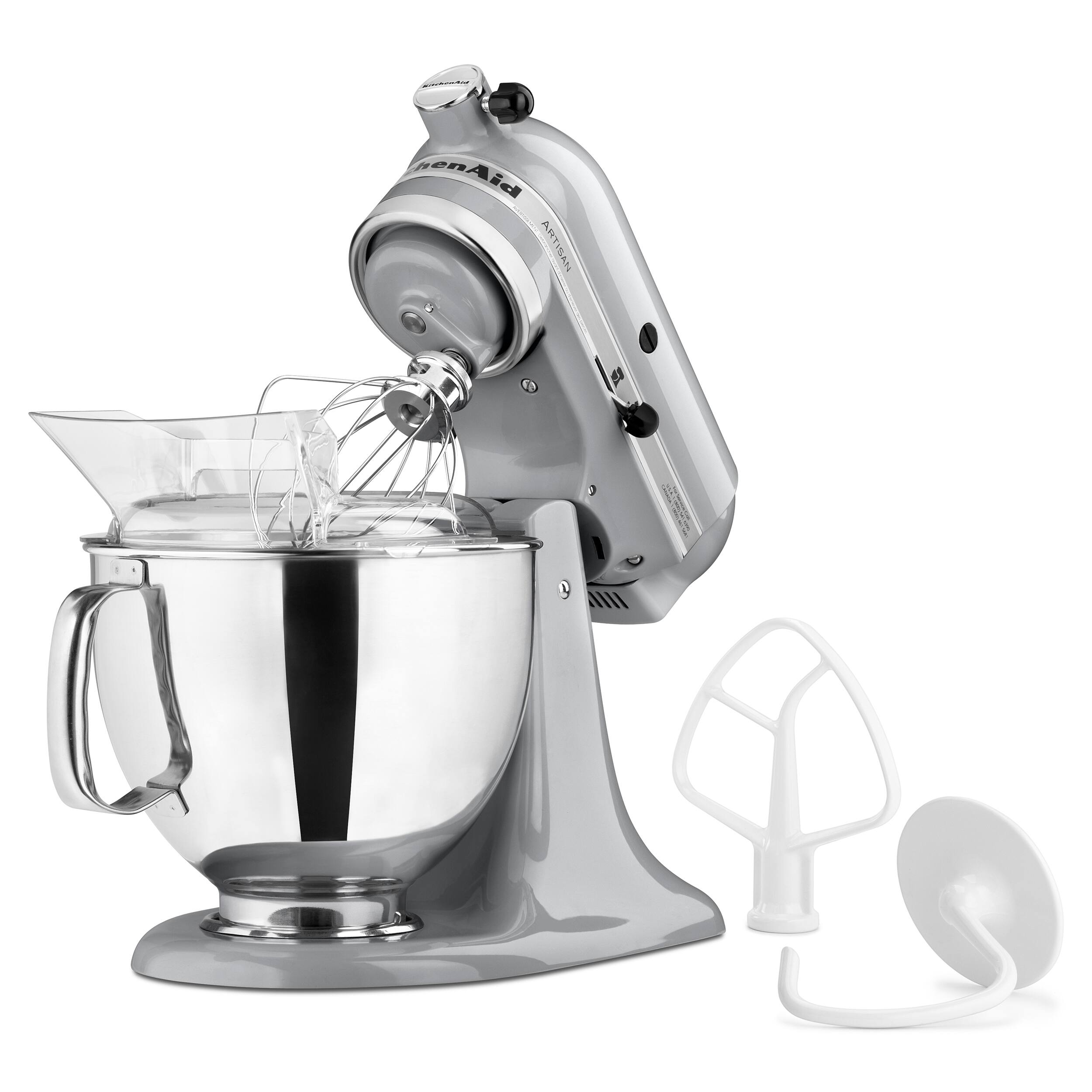 Angle. KitchenAid - Artisan Series 5 Quart Tilt-Head Stand Mixer - KSM150PSMC - Metallic Chrome.