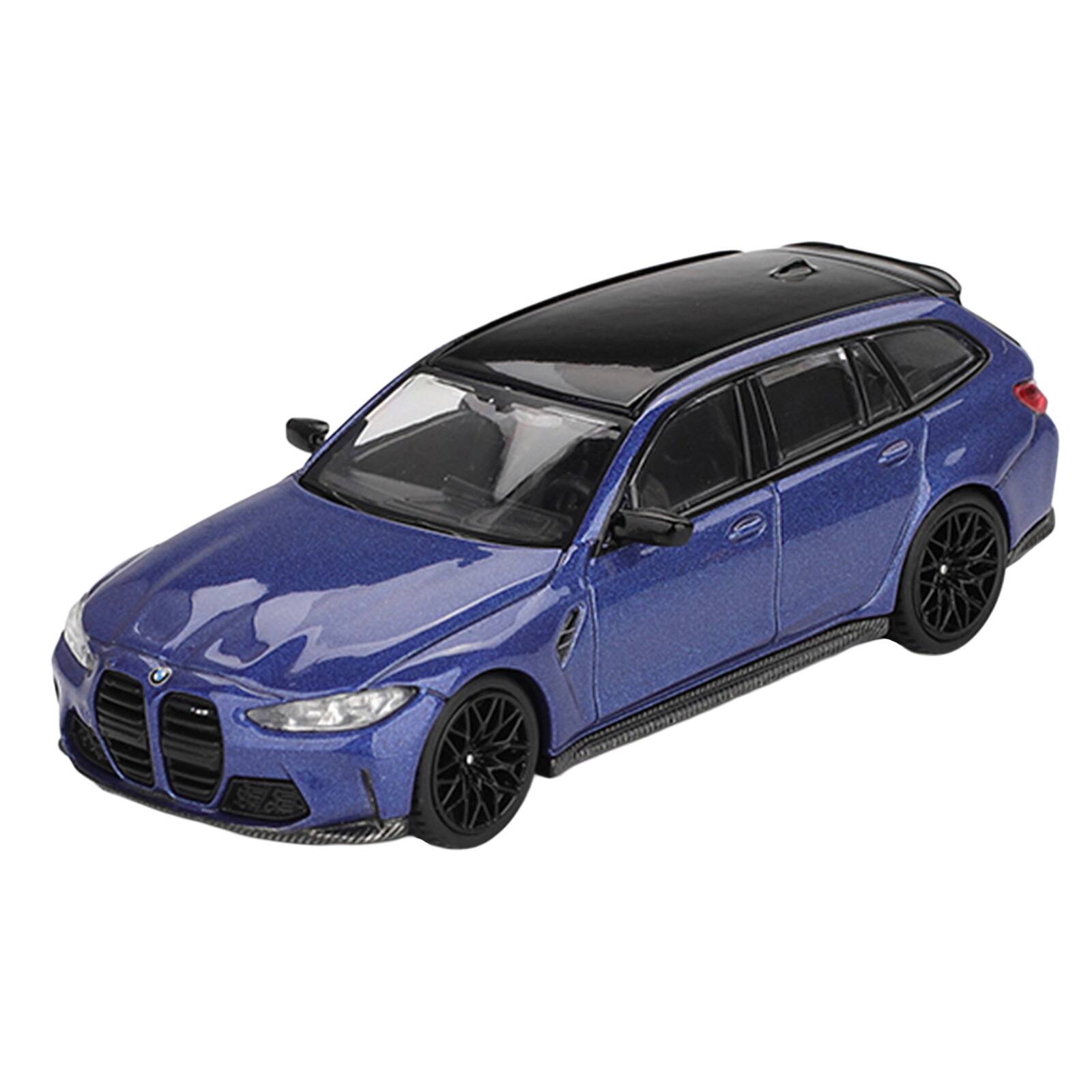 Alt View 1. True Scale Miniatures - BMW M3 Competition Touring Portimao Blue Metallic with Black Top 1/64 Diecast Model Car by Mini GT.
