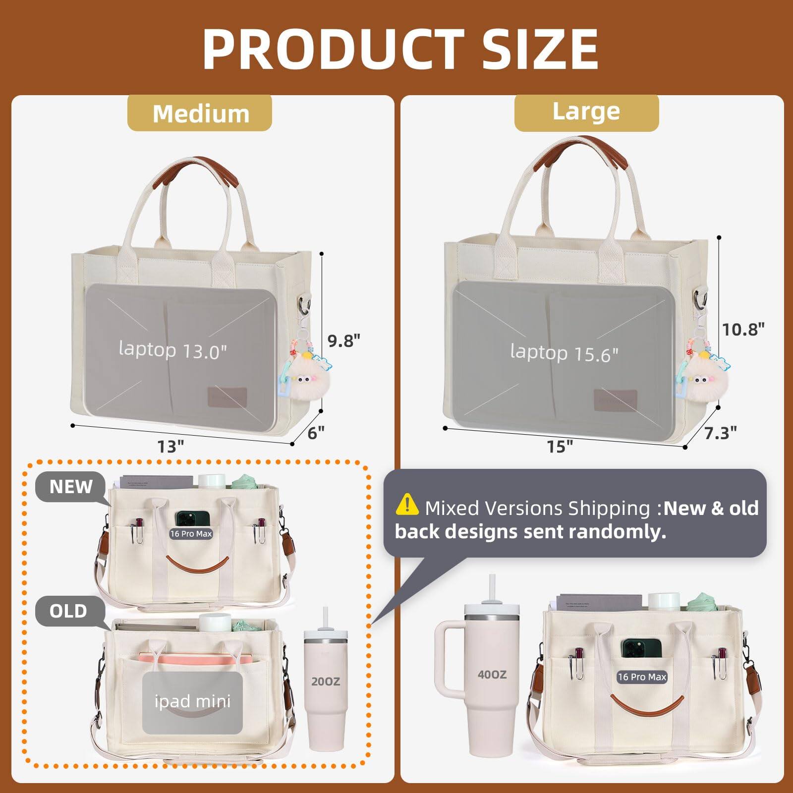 **PRODUCT SIZE**

- **Medium**
  - laptop 13.0"
  - 9.8"
  - 13"
  - 6"

- **Large**
  - laptop 15.6"
  - 10.8"
  - 15"
  - 7.3"

**NEW**
- 16 Pro Max

**OLD**
- ipad mini

**Mixed Versions Shipping: New & old back designs sent randomly.**

- 200Z
- 400Z