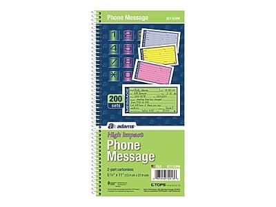 "Adams - High Impact Phone Message Pad, 5.25"" x 11"", Wide Ruled, 50 Sheets/Pad (SC1153RB) - Blue/Yellow/Green/Pink" price history on PriceWatchPro