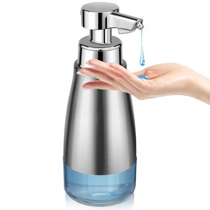 Front. Dapper Styles - Automatic Soap Dispenser Liquid Touchless Stainless evel Adjustable Rechargeable Electric Auto Smart Bathro... - Gel Silver.