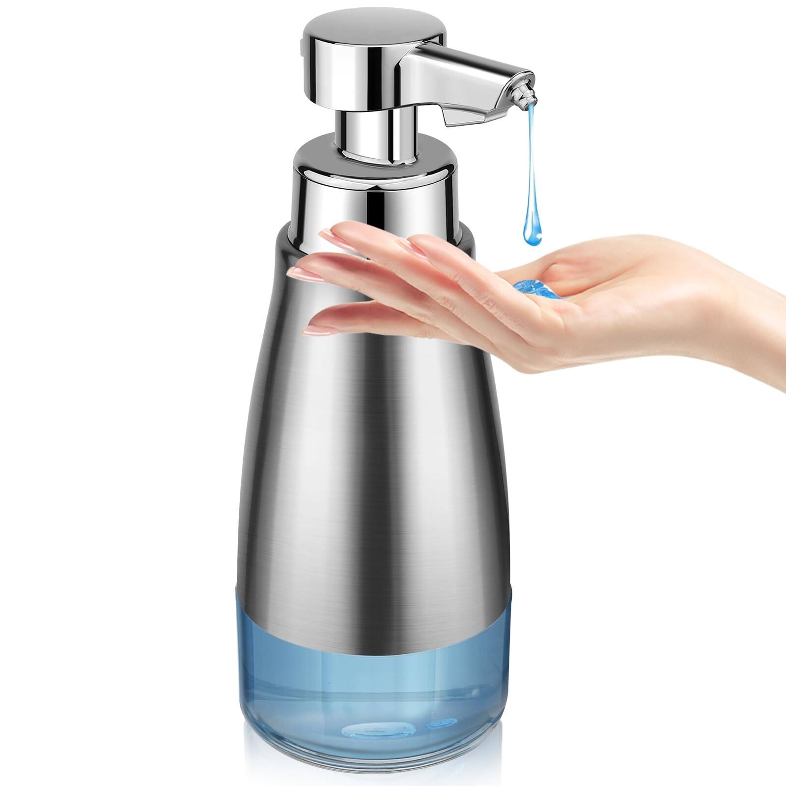 Front. Dapper Styles - Automatic Soap Dispenser Liquid Touchless Stainless evel Adjustable Rechargeable Electric Auto Smart Bathro... - Gel Silver.
