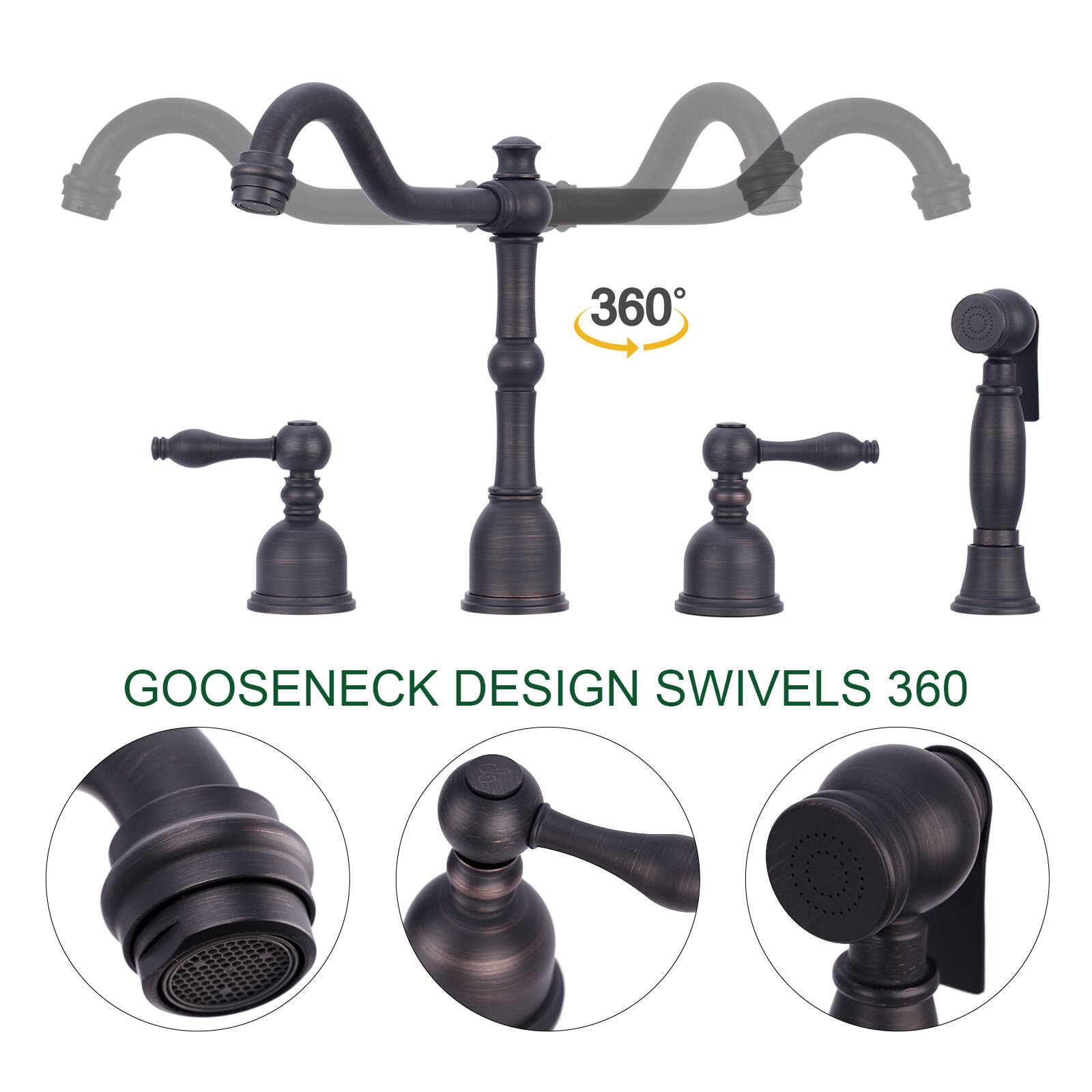 GOOSENECK DESIGN SWIVELS 360°