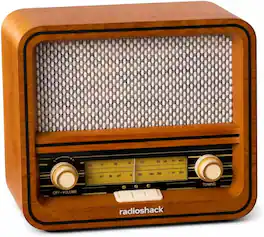 RadioShack - Retro AM/FM Radio – Vintage Wood Design, Dual 5W Speakers, Analog Controls, Bluetooth Connectivity 4001796