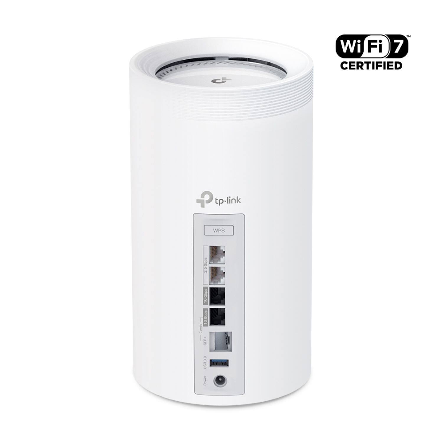 Wi-Fi 7 CERTIFIED

tp-link

WPS

2.5Gbps

10Gbps

10Gbps

USB 3.0

Power
