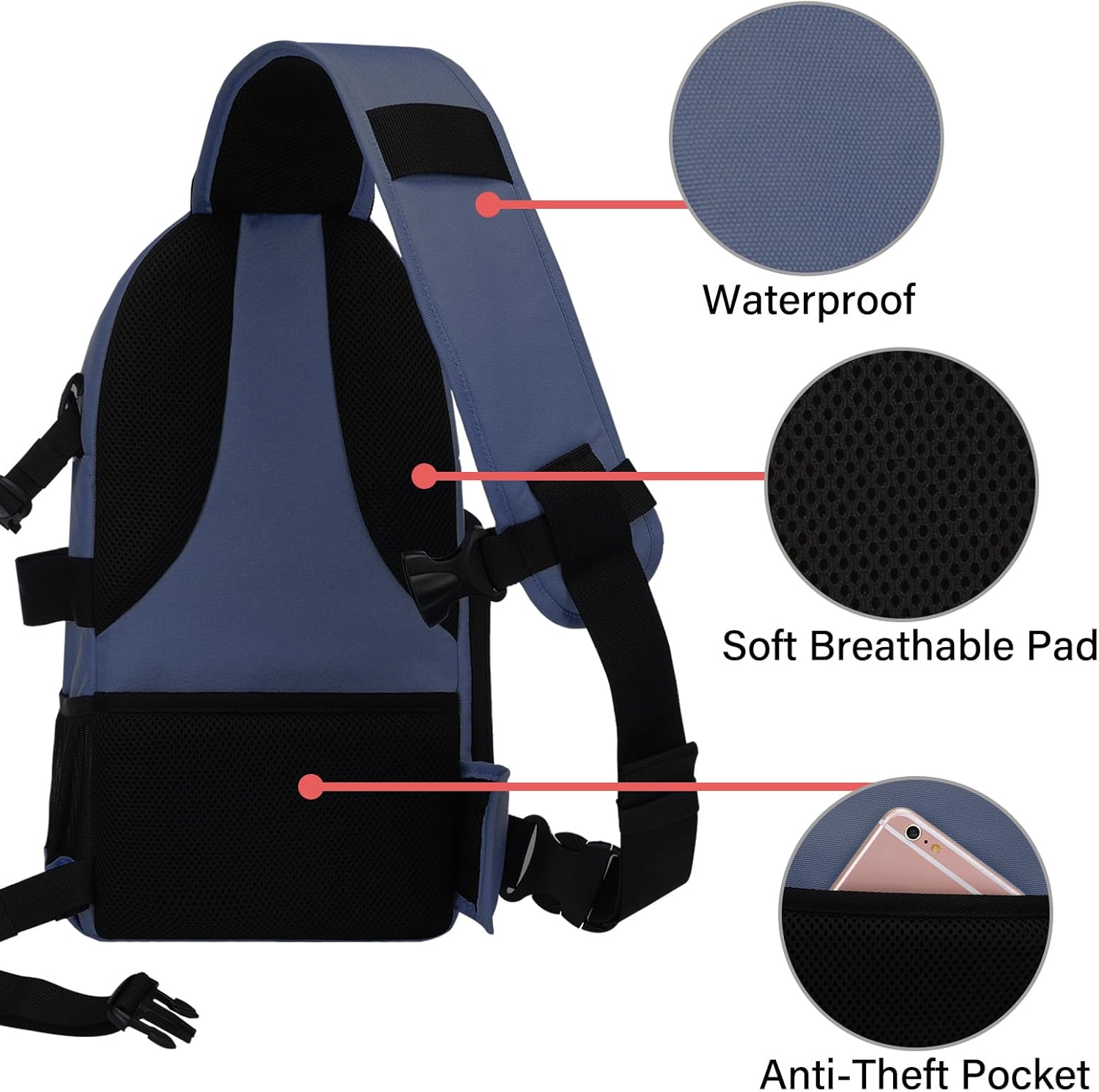 Waterproof Soft Breathable Pad Anti-Theft Pocket