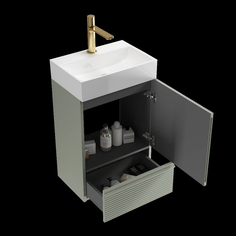 Alt View 6. Loheer - Loheer 20 inch sage green bathroom vanity freestanding bathroom cabinet with sink - Sage Green.