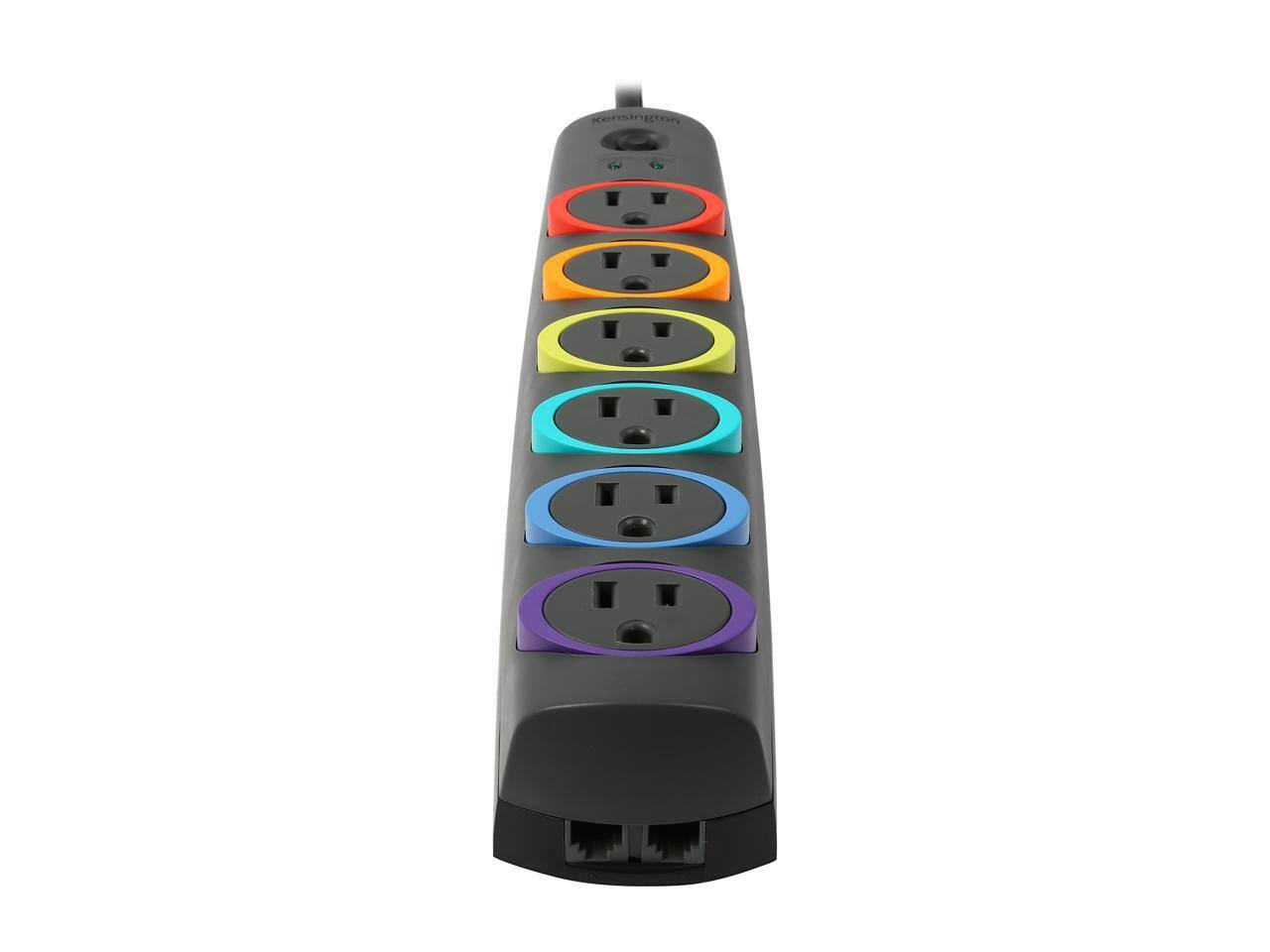 Alt View 2. Kensington - Kensington K62147NA 7 Feet 6 Outlets 945 Joules Standard Surge Protector - Black.