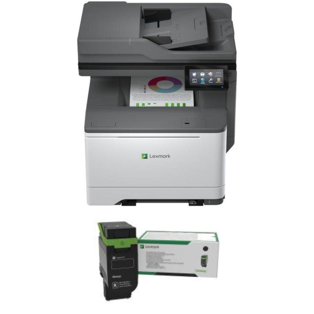 Front. Lexmark - CX532adwe Color Laser Wireless All-in-One Printer + Black Toner Cartridge Bundle, Touch Screen - Monochrome.