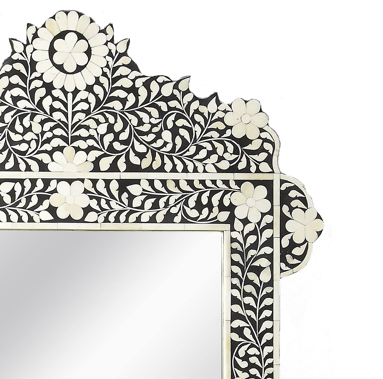 Alt View 1. Butler Specialty - Vivienne 28 in. W x 48 in. H Rectangular Crown Bone Inlay Wall Mirror - Black and White.
