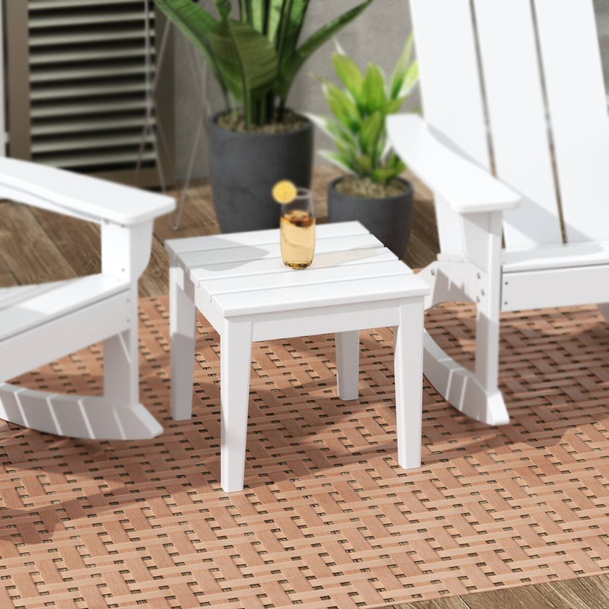 Angle. WestinTrends - WestinTrends Ashore Outdoor Patio Modern Adirondack Side Table - White.
