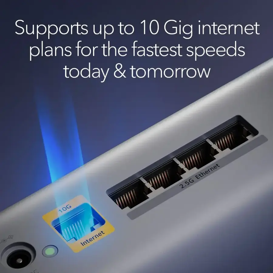 Supports up to 10 Gig internet plans for the fastest speeds today & tomorrow Ethernet 2.5G 10G Internet connection.