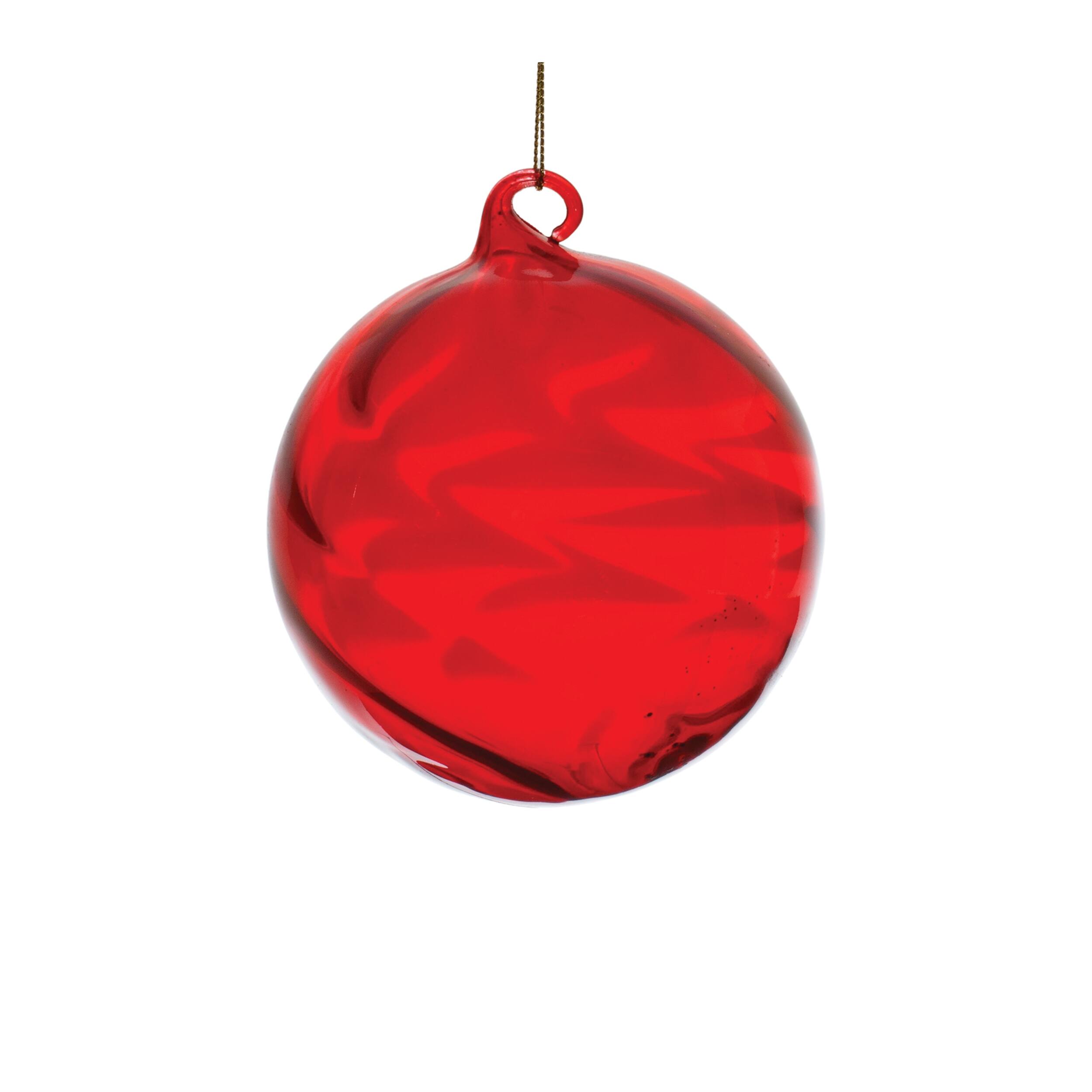Left. BreeBe - Red Swirl Glass Ornament (Set of 6) - Red.