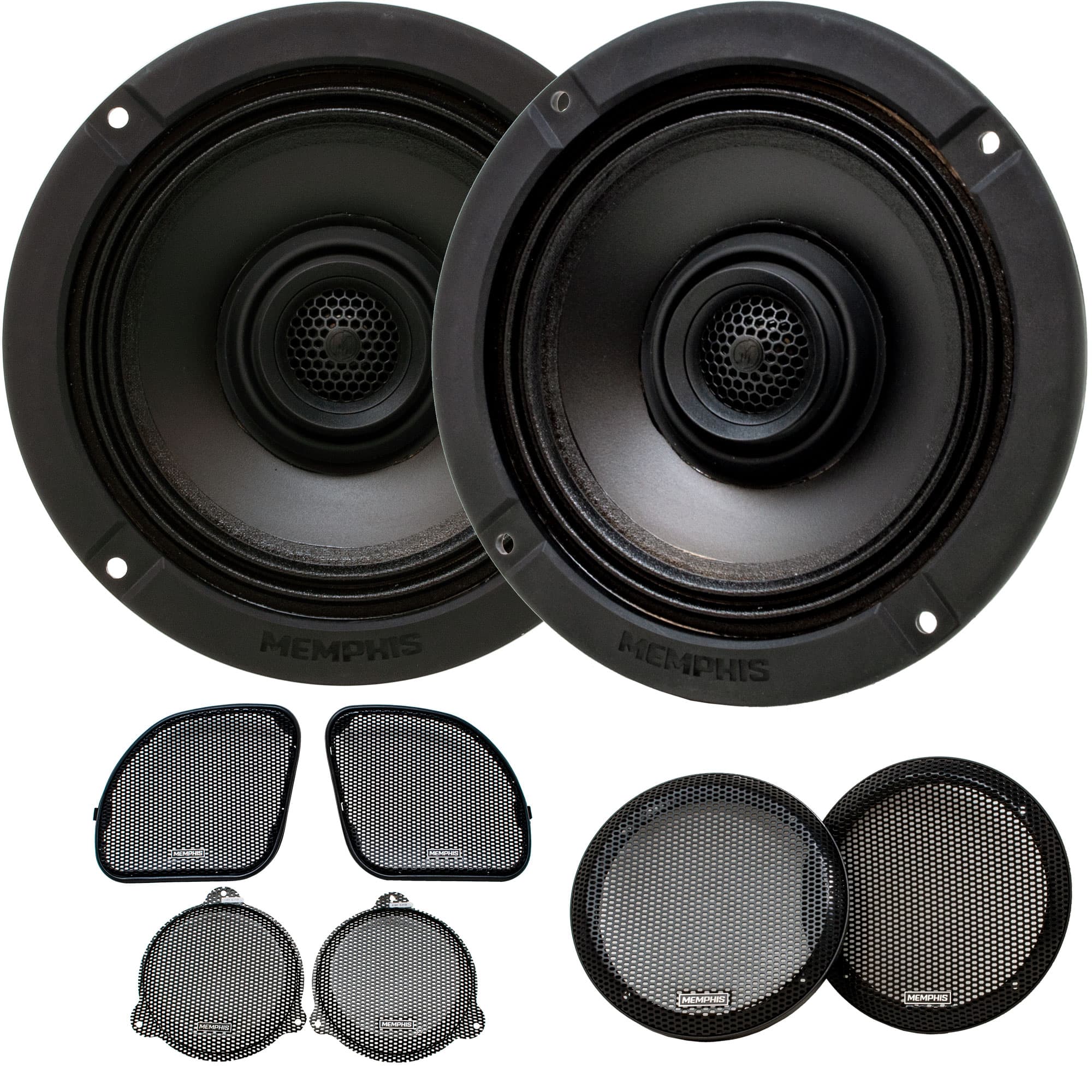 Memphis Car Audio - Memphis Audio MXA62HD 6.5" Direct Upgrade Speakers Compatible With Harley Davidson 2014+ Street Glide & 2015+ Road Glide - Black/Gray